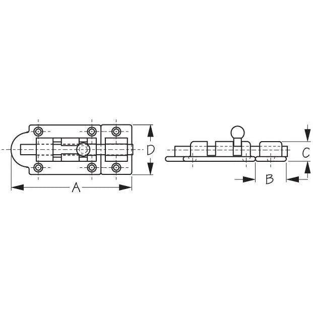 SEA DOG Complies With Abyc Standard Door Latch Lock 222522-1 - Chrome Brass Barrel Bolt 2-7