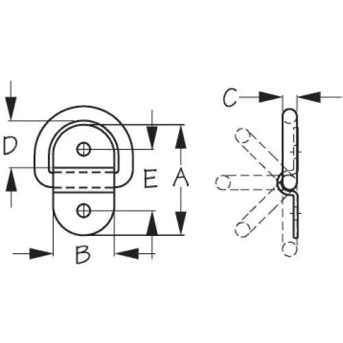 SEA DOG Installs With Two RH Fasteners D-Ring 090145-1 - Stainless Folding D-Ring