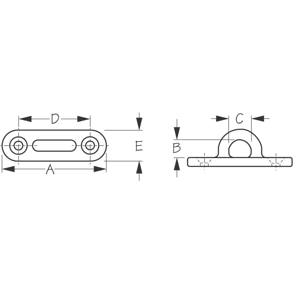 SEA DOG Oblong Eye Plates Tie Down Anchor 088721 - Stainless Plate