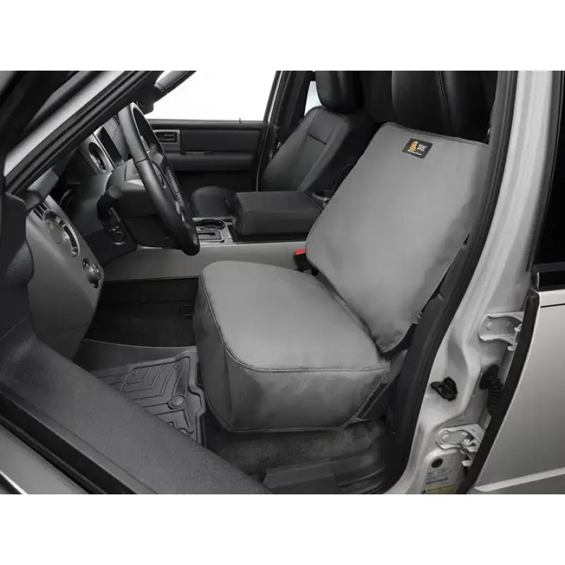 Seat Cover Bucket With Headrest; Polycotton Twill; Gray; Single; Semi-Custom; Retail Box - Truck & Automotive