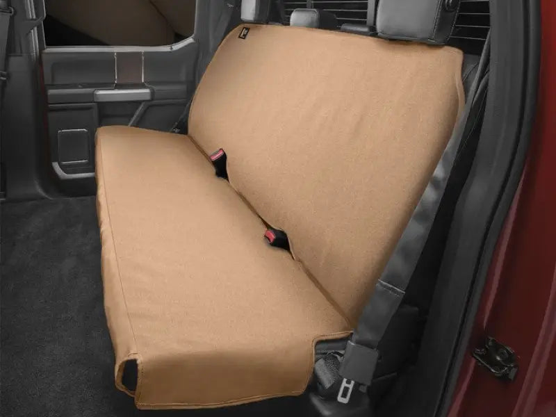 Seat Cover High Back Rear Bench Seat; Polycotton Twill; Tan; Single; Uses Headrests To Install; If Equipped Center