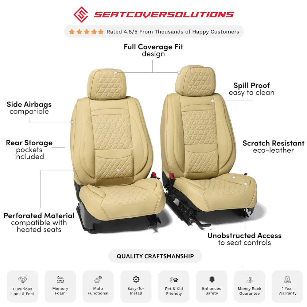 Seat CVR SOL Scratch Resistant Eco-Leather Seat Cover Fffbe - Beige Bundle Frnts