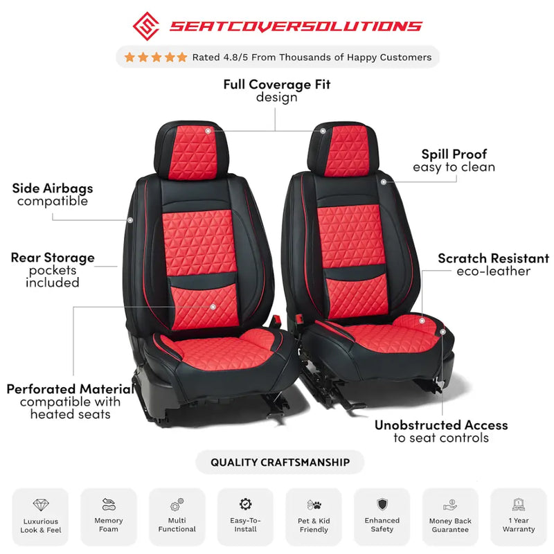 Seat CVR SOL Scratch Resistant Eco-Leather Seat Cover FFFBR - Black Red Bundle Frnts