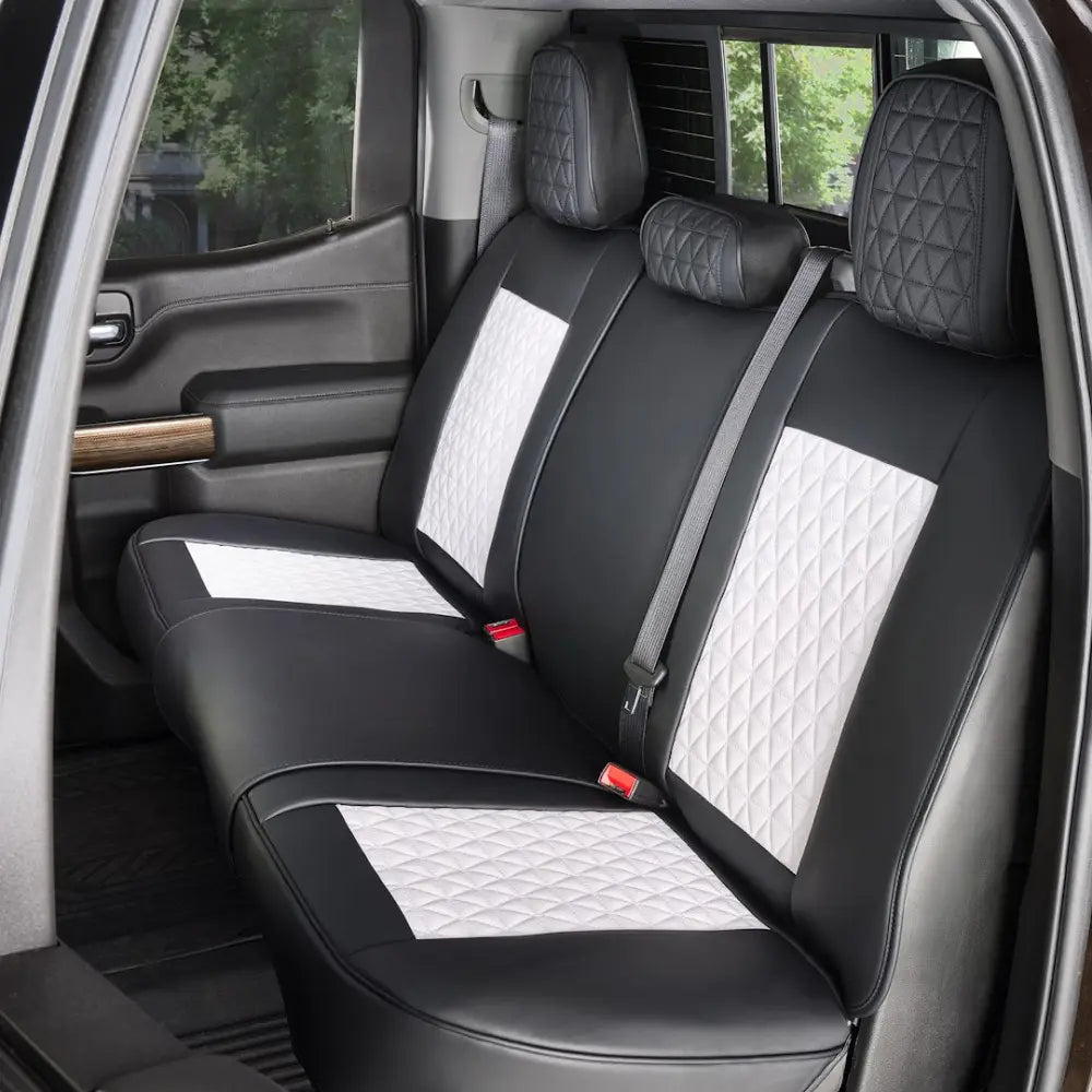 Seat CVR SOL Scratch Resistant Eco-Leather Seat Cover FFFBW - Black White Bundle Frnts
