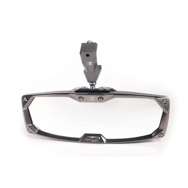 Gray metal framed rearview mirror with cast aluminum bezel for Seizmik Halo RA Can-Am Defender