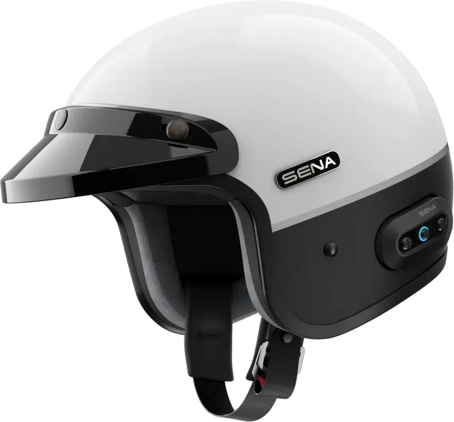 Surge Open Face Helmet W/Mesh Glossy White/Matte Black Md - SENA