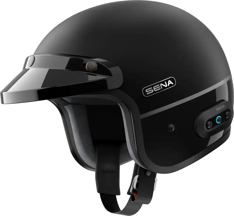 Surge Open Face Helmet W/Mesh Matte Black/Glossy Black Lg - SENA