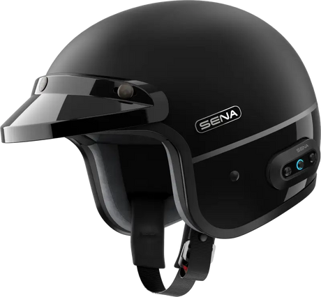 Surge Open Face Helmet W/Mesh Matte Black/Glossy Black Lg - SENA