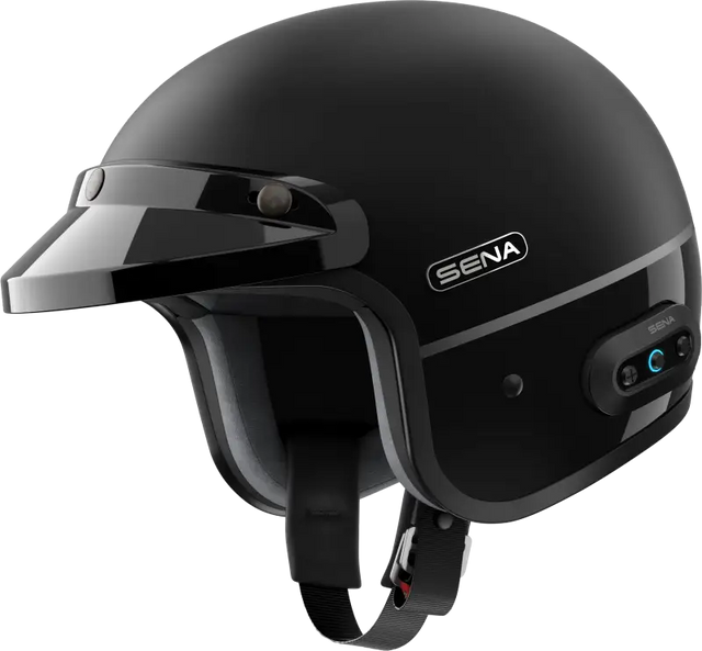 Surge Open Face Helmet W/Mesh Matte Black/Glossy Black Lg - SENA