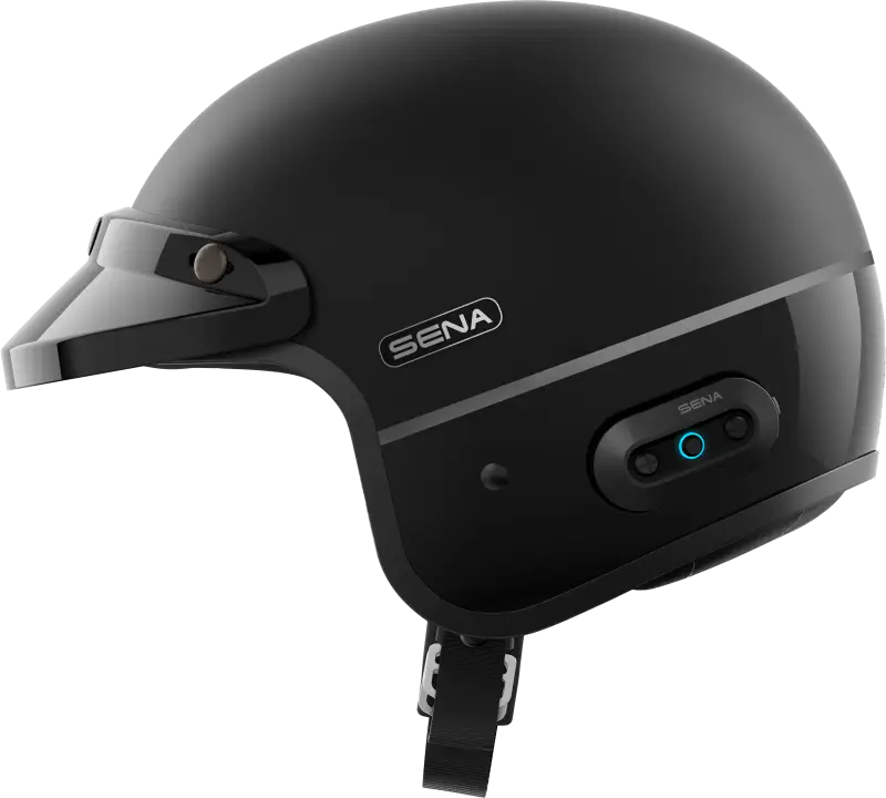Surge Open Face Helmet W/Mesh Matte Black/Glossy Black Lg - SENA