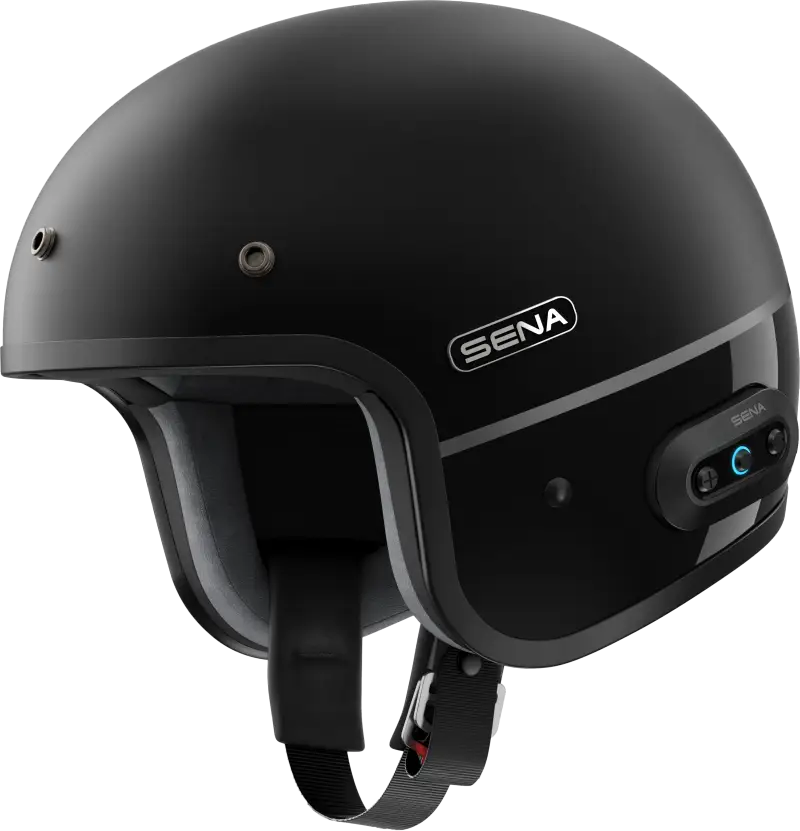 Surge Open Face Helmet W/Mesh Matte Black/Glossy Black Lg - SENA