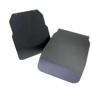 Two dark mud flaps on the SF200-BK Universal Snow Flap for mountain snow trucks