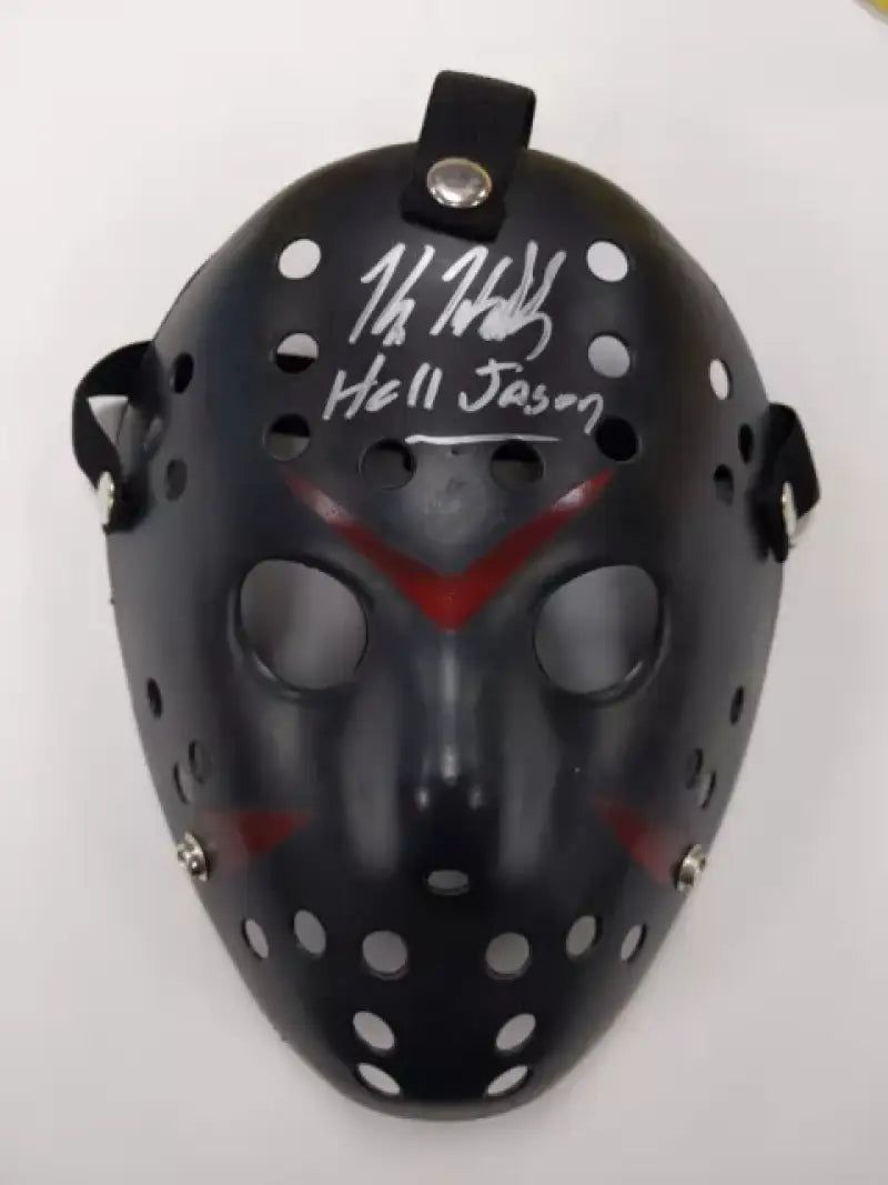 Black Jason Voorhees hockey mask with red markings from SF70031 Santoro Fabworx hockey mask Dyna