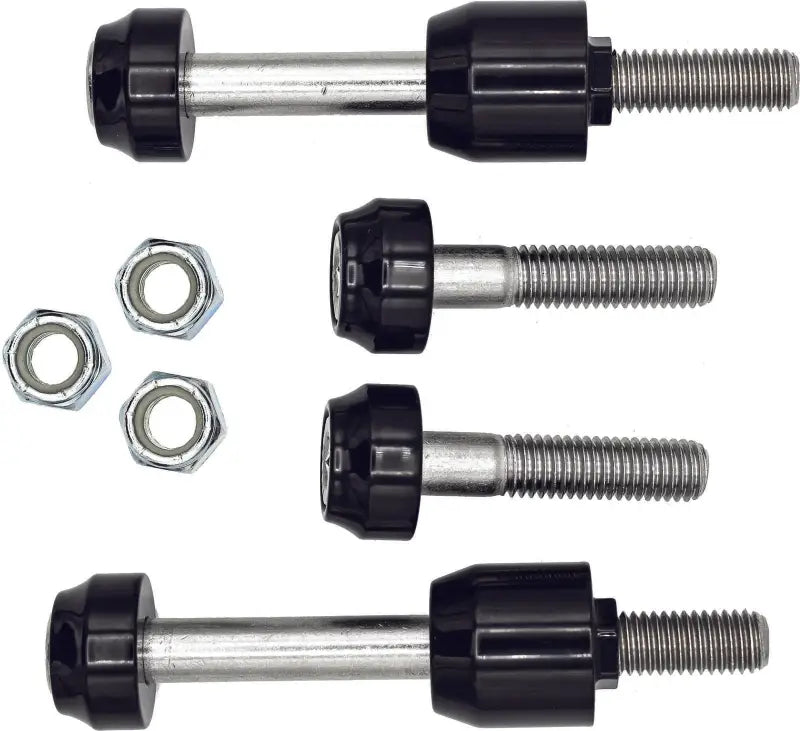 Black and silver rear peg frame mount slider set with nuts for Softail SF80015