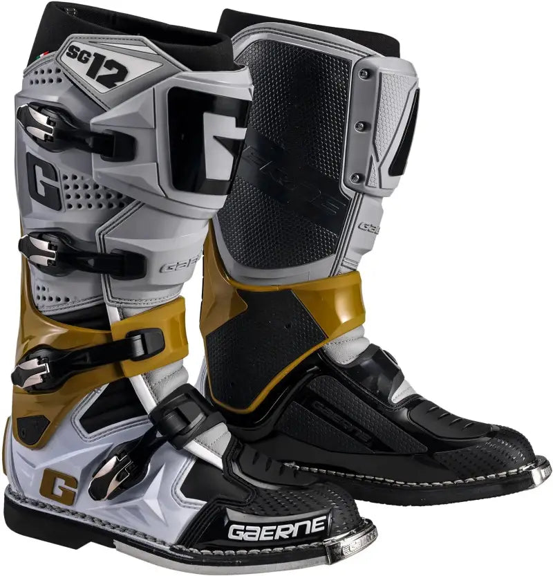 Pair of SG 12 motocross boots grey yellow fluo black size 13 perfect for riding