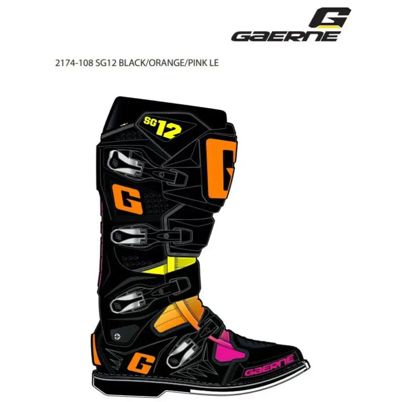 Sg12 Le Boots Black/Orange/Pink Sz 08 - GAERNE