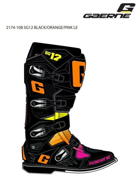 Sg12 Le Boots Black/Orange/Pink Sz 11 - GAERNE