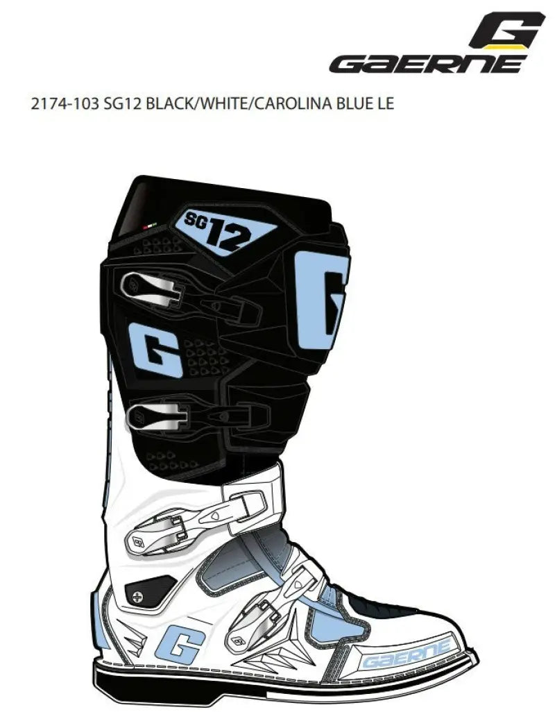 Sg12 Le Boots Blk/Wht/Carolina Blue Sz 09 - GAERNE