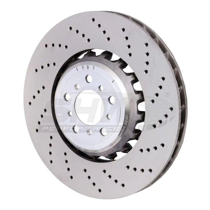 SHW 13-16 BMW M5 4.4L Right Front Cross-Drilled Lightweight Brake Rotor (34112284102) - BFR48161