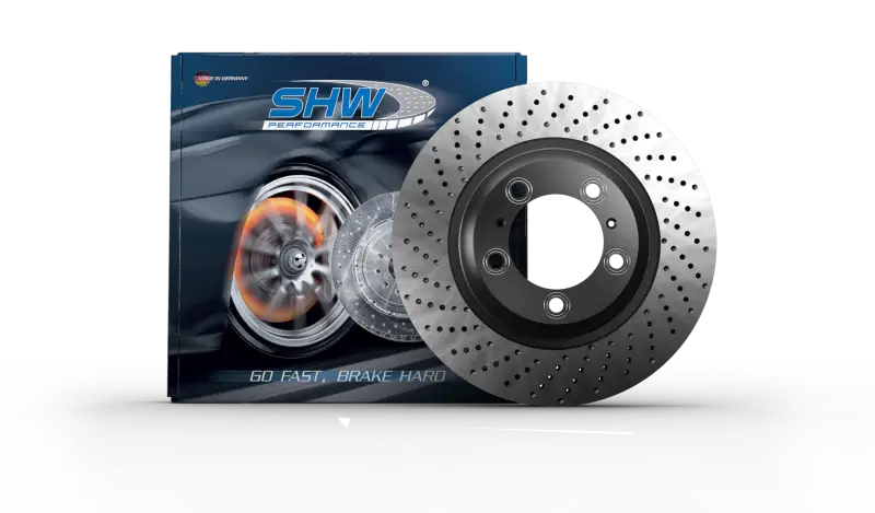 SHW 2008 Porsche Boxster Limited 2.7L Right Front Cross-Drilled Monobloc Brake Rotor (98735140201) - PFR39872