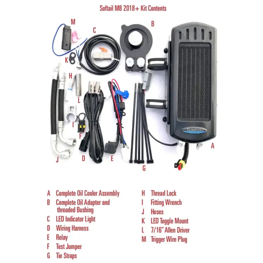 ULTRACOOL Side Mount Oil Cooler M8 Softail `17 23 Gloss Blk