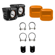 Off-road pillar light kit with orange covers and mounting hardware for Side By Side Revolve A Pillar Light Kit