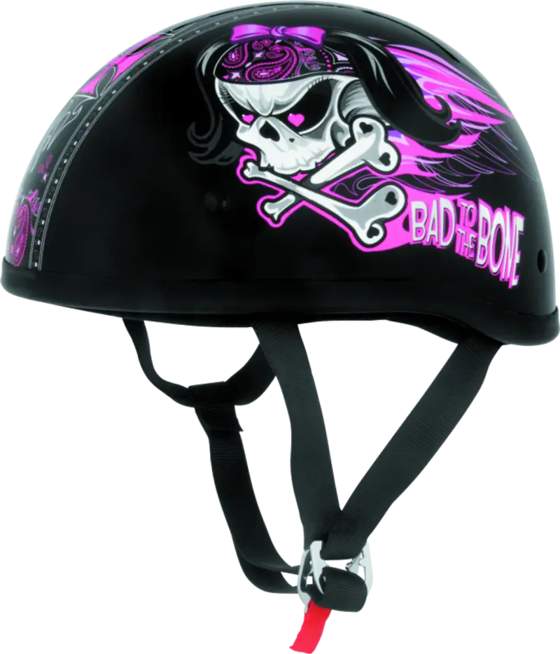 Black Skid Lids Bad To The Bone Original Helmet with skull design for 2XL fit