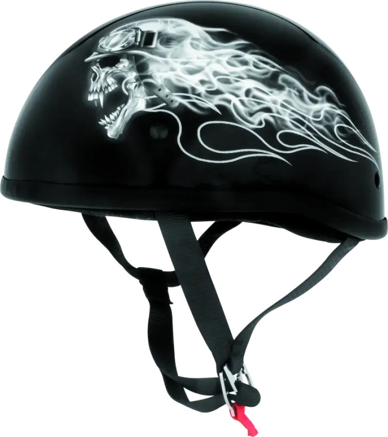 Black motorcycle helmet with biker skull graphic from Skid Lids Biker Skull Original Helmet 2XL