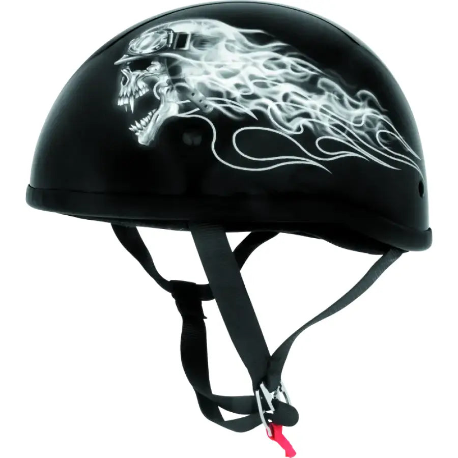Black motorcycle helmet with biker skull graphic from Skid Lids Biker Skull Original Helmet 2XL