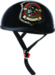 Black Skid Lids Freedom Original Helmet with skull graphic for motorcycle riders