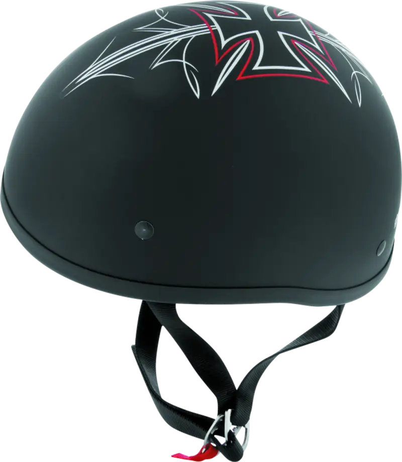Black Skid Lids Street Rods original helmet with cross design for street rods fans