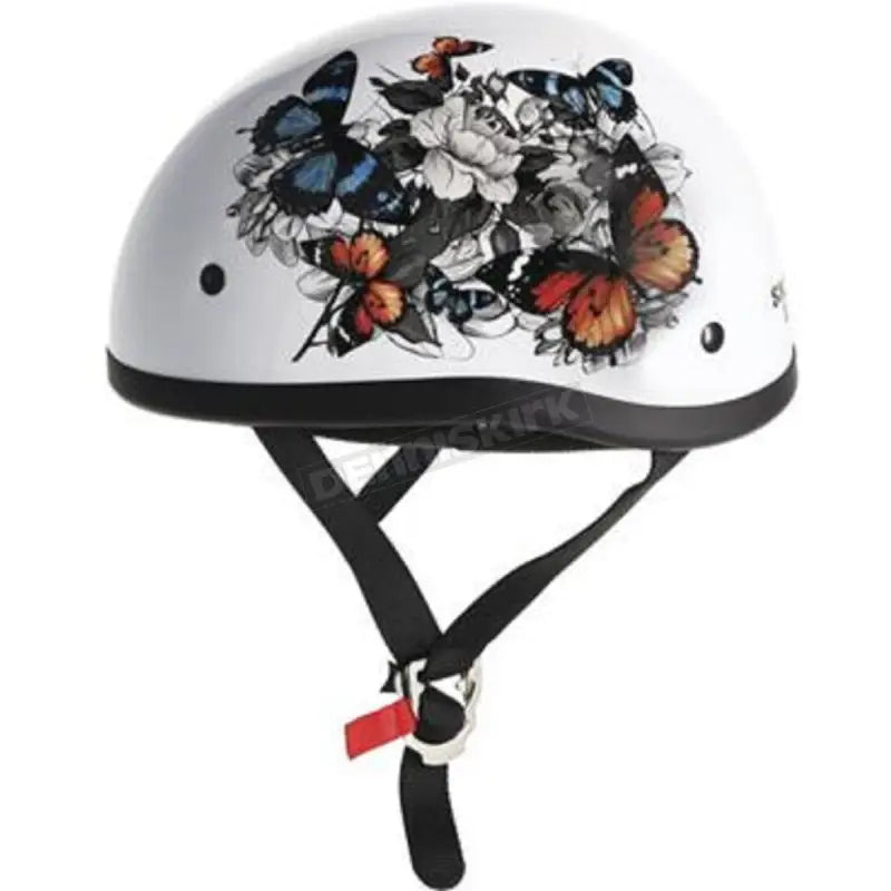 Skid Lids White helmet with butterfly and floral design, white Rose Original style