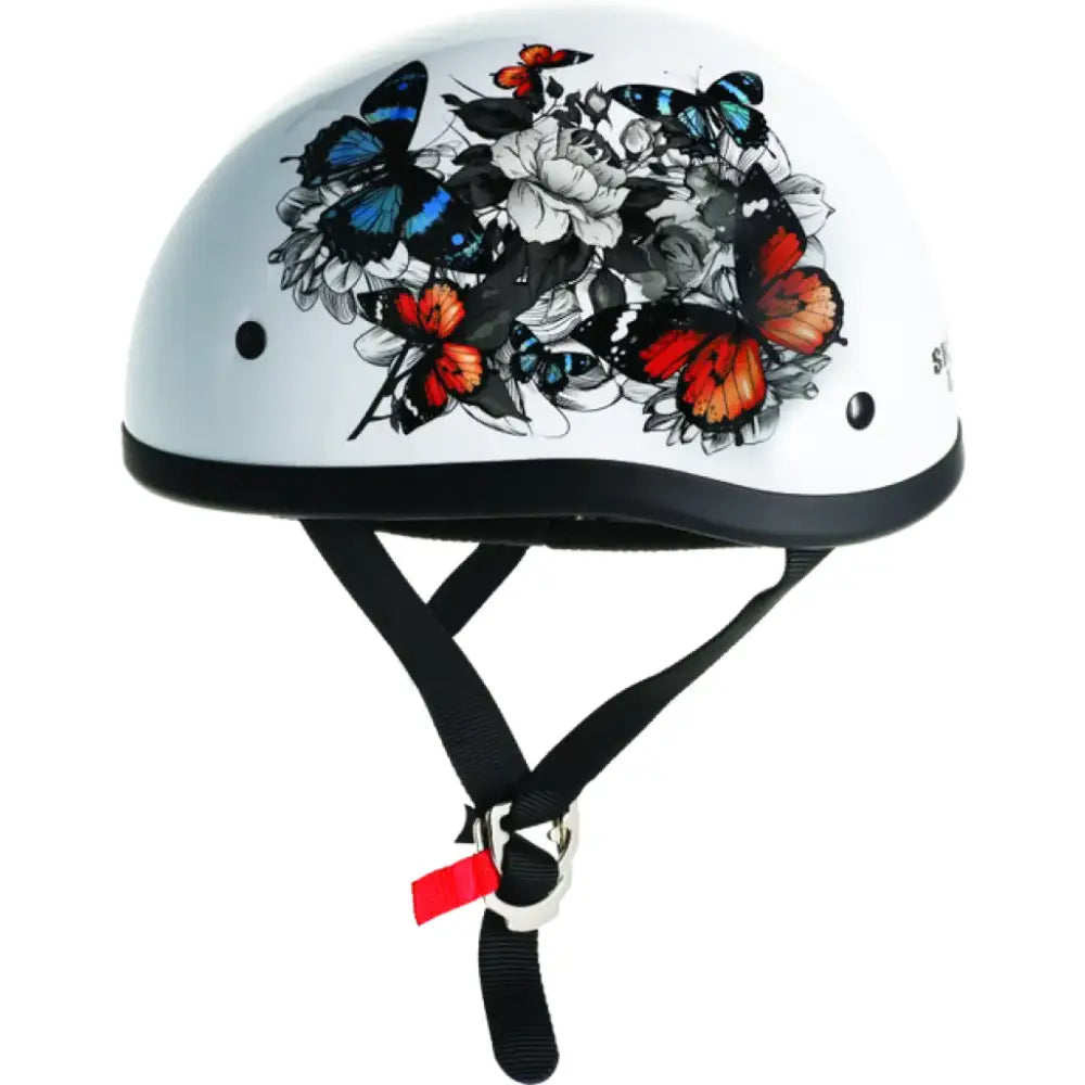Skid Lids White Rose original helmet with butterfly design in 2XL size