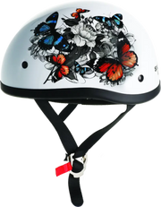 White motorcycle helmet with butterfly design from Skid Lids White Rose collection