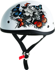 White motorcycle helmet with butterfly design from Skid Lids White Rose collection