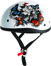 White Rose Skid Lids White Helmet with butterfly and floral design for style and safety