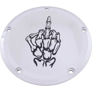 CUSTOM ENGRAVING SKUL24-46 7 M8 Flt/Flh Derby Cover Bone Finger Chrome