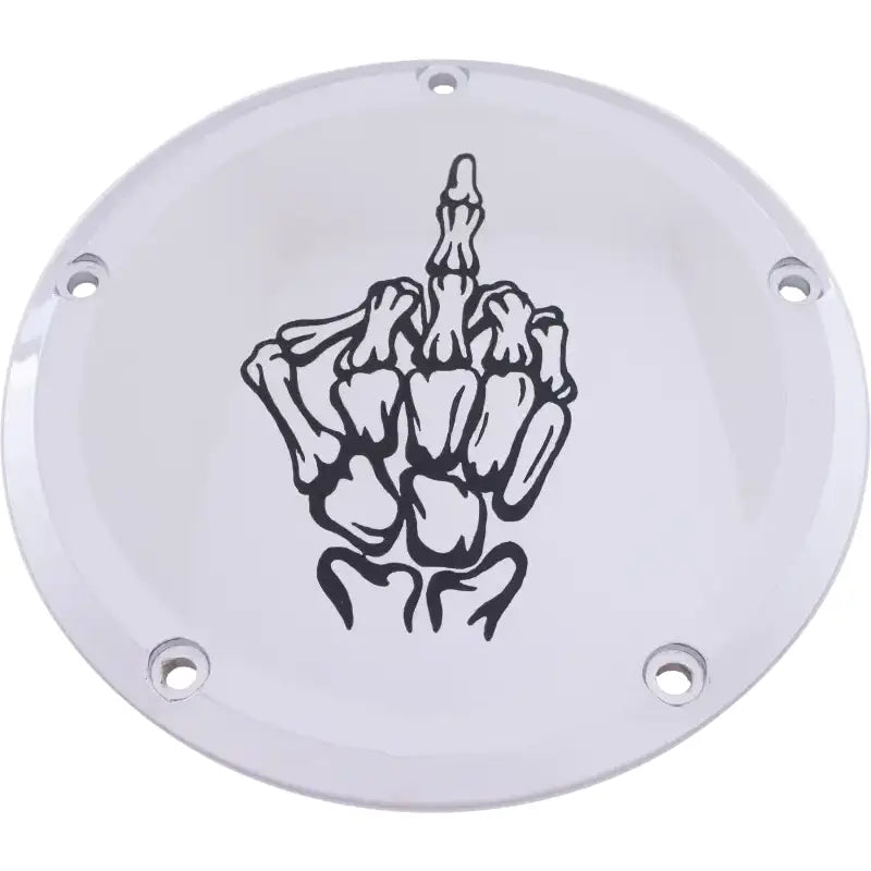 CUSTOM ENGRAVING SKUL24-46 7 M8 Flt/Flh Derby Cover Bone Finger Chrome