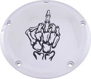 CUSTOM ENGRAVING SKUL24-46 7 M8 Flt/Flh Derby Cover Bone Finger Chrome