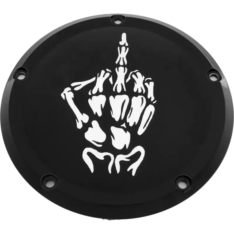CUSTOM ENGRAVING SKUL24-46BG 7 M8 Flt/Flh Derby Cover Bone Finger Black