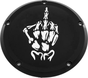 CUSTOM ENGRAVING SKUL24-46BG 7 M8 Flt/Flh Derby Cover Bone Finger Black