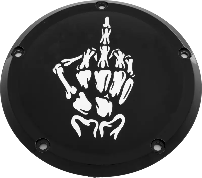 CUSTOM ENGRAVING SKUL24-46BG 7 M8 Flt/Flh Derby Cover Bone Finger Black