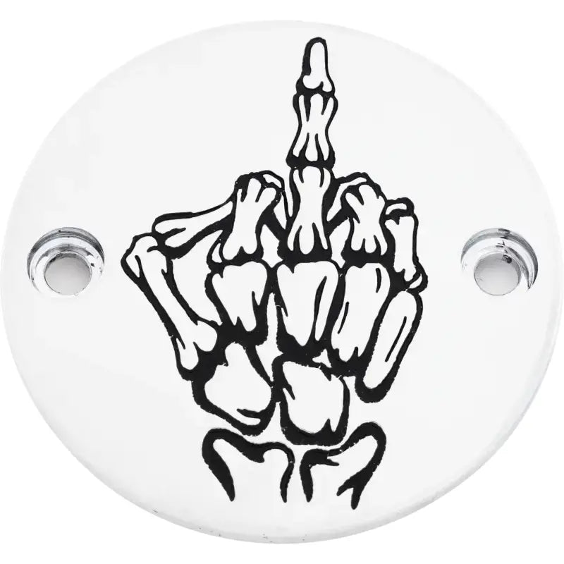 CUSTOM ENGRAVING SKUL24-63 M8 Timer Cover Bone Finger Chrome
