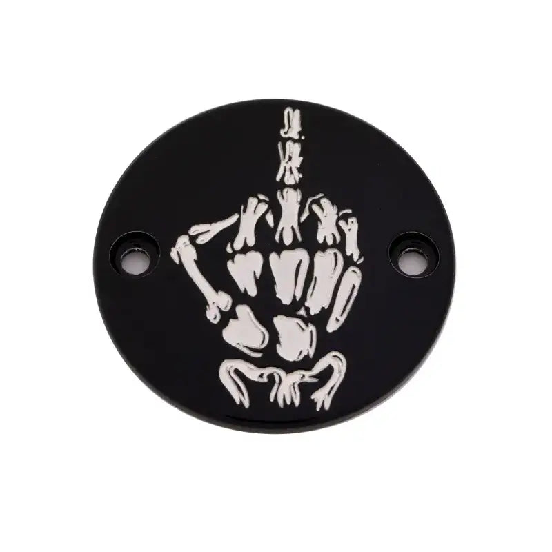 CUSTOM ENGRAVING SKUL24-63BG M8 Timer Cover Bone Finger Black