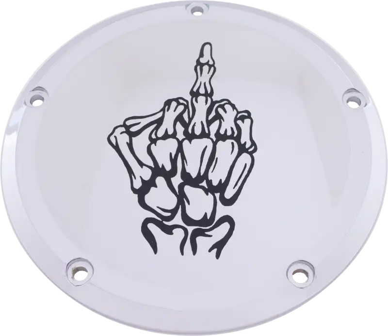 CUSTOM ENGRAVING SKUL24-67 6 M8 Softail Derby Cover Bone Finger Chrome