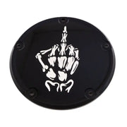 CUSTOM ENGRAVING SKUL24-67BG 6 M8 Softail Derby Cover Bone Finger Black