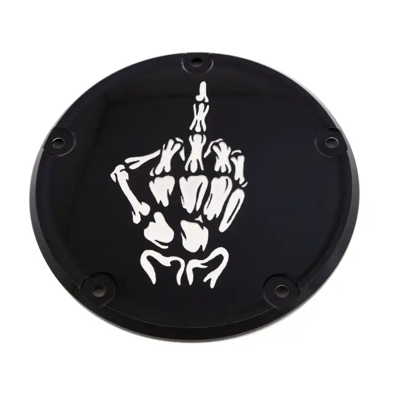 CUSTOM ENGRAVING SKUL24-67BG 6 M8 Softail Derby Cover Bone Finger Black