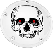 CUSTOM ENGRAVING SKUL33-46 7 M8 Flt/Flh Derby Cover Skull Chrome