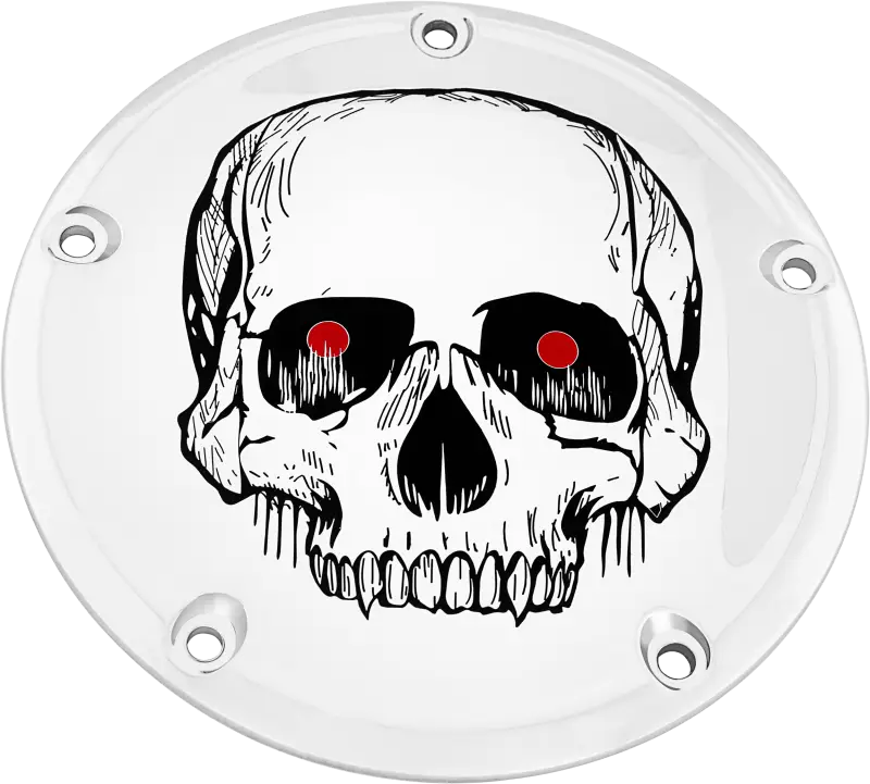 CUSTOM ENGRAVING SKUL33-46 7 M8 Flt/Flh Derby Cover Skull Chrome