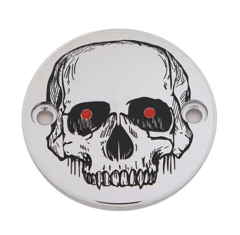 CUSTOM ENGRAVING SKUL33-63 M8 Timer Cover Skull Chrome